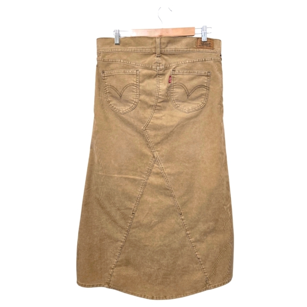 Levi's Y2K Corduroy Maxi Skirt A-line Boho Tan Women's Size Medium Juniors 11 - Picture 8 of 13